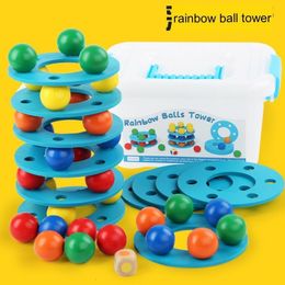 Ballon Regenboog Bal Toren Gestapeld Hoge Cover Spel Kinderen Hand Oog Coördinatie Kleur Cognitie Ouder Kind Interactief Speelgoed 230630