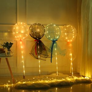 Ballon Rose Bouquet Nieuwheid verlichting Bobo Ball Set Wedding Glow Bubble Ballonnen met snaarlichten Girl Women Valentijnsdag Verjaardag Usalight