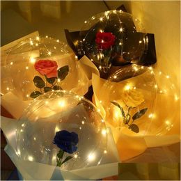 Ballon Saint Valentin LED Ballons Lumière Lumineux Bobo Ball Clignotant Rose Bouquet Amant Cadeaux Pour Anniversaire Fête De Mariage Drop Deliv Dhsyb