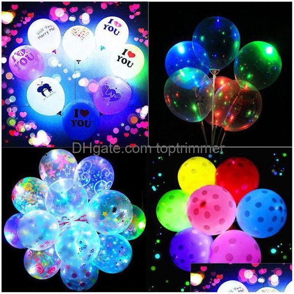 Globo Día de San Valentín Amantes luminosos LED transparente Bobo Ball Bolas de aire para Navidad Año Nuevo Fiesta de cumpleaños Decoración Regalo Drop Deliv Dhitf