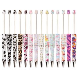 Ballpoint perle stylo en gros léopard diy perles d'origine stylos à lampe personnalisable outil d'écriture de la lampe personnalisable s s