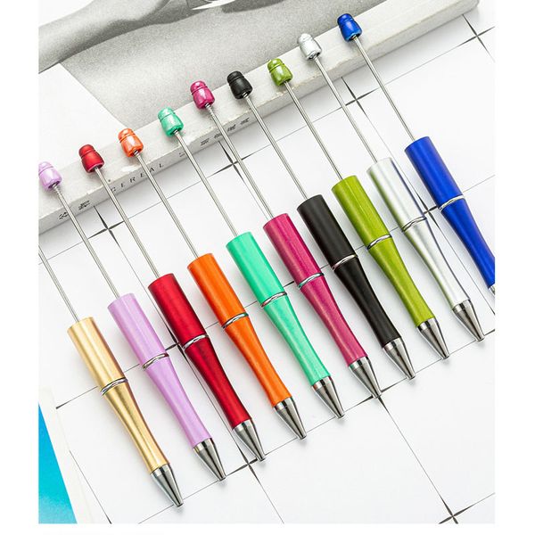 Bolígrafo DIY con personalidad, cuentas de plástico creativas, papelería de oficina, regalos promocionales publicitarios, logotipo personalizado