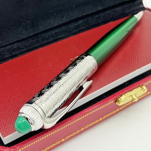 Stylo à bille laque verte motifs sculptés exquis de haute qualité avec cadeau haut de boîte rouge