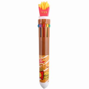 Balpennen 10 kleuren schattige creatieve pen school kantoor aanbod briefpapier cokes hamburger friet siliconen multicolor