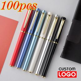 Stylos à bille 100pcs Highend Metal Texture Signature Pen Custom Business Bureau Réunion Publicité Cadeau Gel En Gros 231027