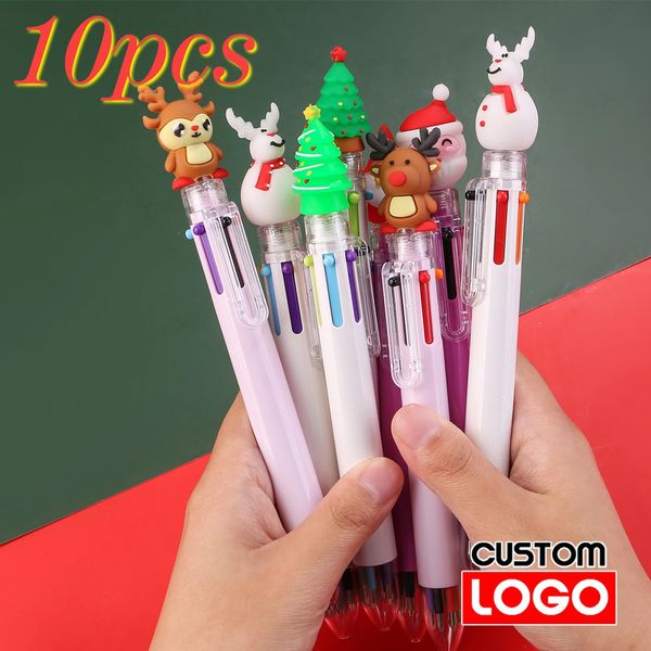 Stylos à bille 10pcs Santa Claus 6 couleurs Pen personnalisé stationnaire cadeau de Noël Signature école bureau en gros gravé 231023