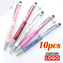 Stylos à bille 10pcslot diamant cristal gel stylo multifonctionnel écran tactile publicité métal gravure personnalisée nom en gros 231027