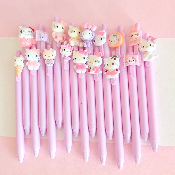 Bolígrafos 10pcsset Creativo gato lindo Simple pequeño bolígrafo de gel fresco kawaii Tapa de secado rápido neutral diario suministros Papelería 230630