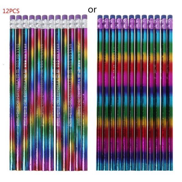 Ballpoint stylos 12pcs arc-en-ciel en bois protection de l'environnement