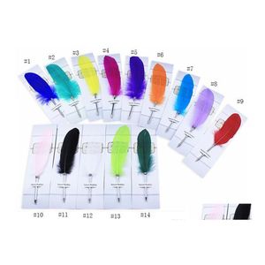 Stylos à bille 14 couleurs mode plume plume stylo peluche mignon pour cadeau de mariage bureau école écriture supplie SN427 livraison directe Busi Dhqxc