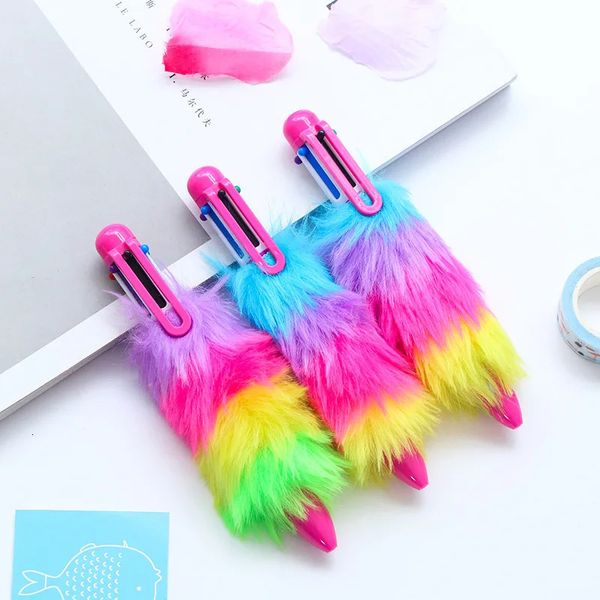 Bolígrafos de bolsas 15 pcs creative bolsillo lápiz lindo faux peluche seis color plástico bolsillo lápiz color magnífico suministros de oficina de escritura multicolor 231114