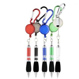 BALLPOINT PENS 1 ST CUTE intrekbare Badge Reel Pen Riem Clip Sleutelhanger met Carabiner Ring Lanyard School Office Supplies