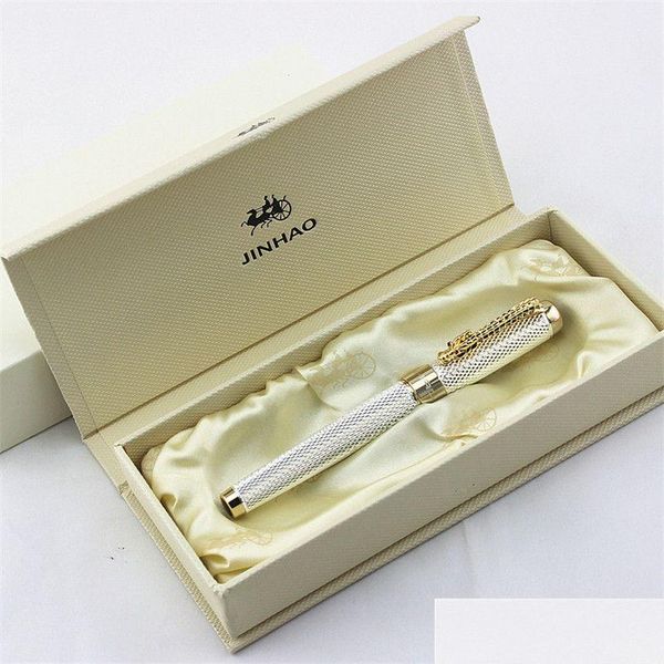 Bolígrafos 1 pieza / lote Jinhao Roller Ball Pen 1200 Canetas Sier Gold Clip Ejecutivo de negocios Escritura rápida Lujo 14X1.4Cm 201111 Dro Dhtab