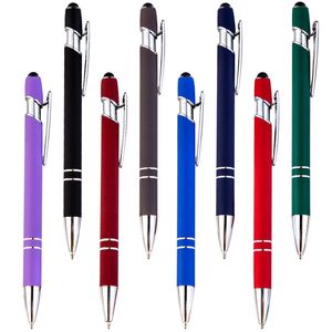 Ballpoint Pens 20pcs/lot Customized Matte Ballpoint Pen Creative Stylus Touch Pen 22 Colors Writing Ballpen Stationery Office School Supplies 230609
