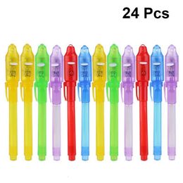 Ballpoint Pens 24 -st gemengde draagbare LED -pen geld Verificatie Pen Inkt Pen Light Pen met uvlight voor winkelschool willekeurige kleur 230505