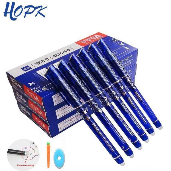 Bolígrafos 36Pcsset Recambio de pluma borrable 05mm Varilla azul Mango lavable Escuela Oficina Suministros de escritura Papelería 230807
