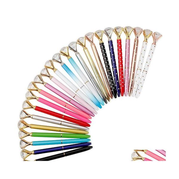 Stylos à bille 37 Couleurs Mignon Gem Stylo Cristal Verre Diamant Métal Beautif Cadeau École Fournitures De Bureau Drop Delivery Business Industr Dhojx