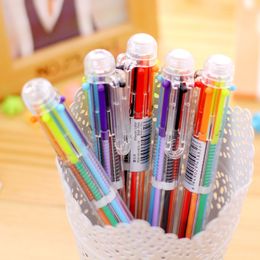 Bolígrafos de bolígrafo 40 pcs bolígrafos multicolor 0.5 mm Pensas retráctiles de bolsillo de 6 colores Suministros de la escuela de barril transparente 230815
