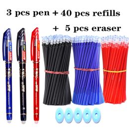 Stylos à bille 48 pièces Gel effaçable ensemble gomme pour écrire Kawaii papeterie lavable poignée stylo filature fournitures scolaires 230608