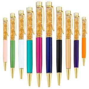 Stylos à bille 50 pièces luxe Bling cristal dynamique feuille métal liquide stylos à bille encre noire pour bureau fournitures scolaires cadeaux