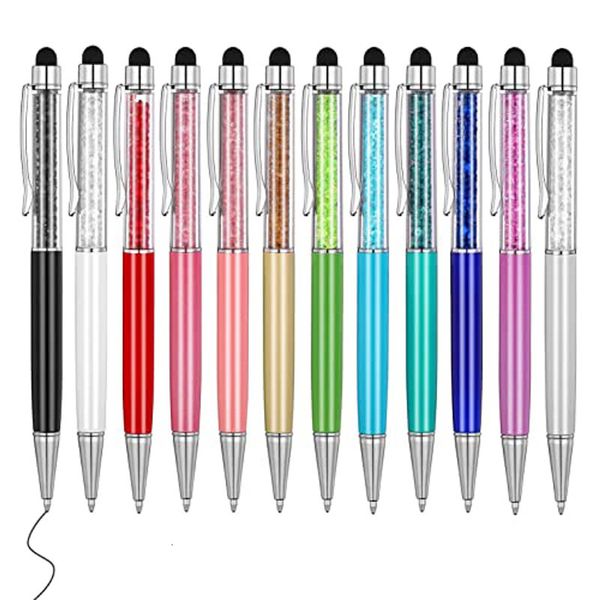 Bolígrafos 50 unids / lote Crystal Metal Bolígrafo Moda Creative Stylus Touch para escribir Papelería Oficina Escuela Regalo Gratis Personalizado 230721