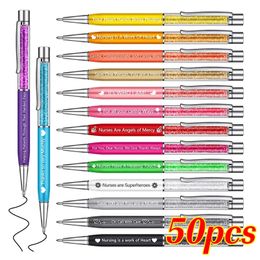 Stylos à bille 50 pièces/lot stylo à bille tactile manuscrit en métal personnalisé mignon cadeau d'anniversaire de mariage Gel école bureau lettrage Signature 231201