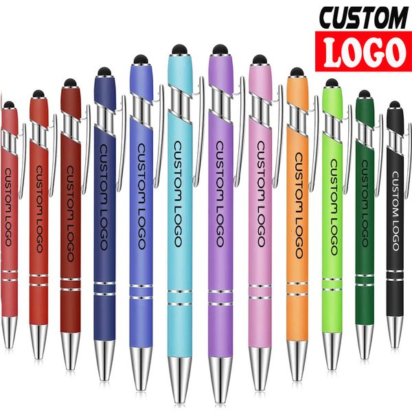 Stylos à bille 50 pièces stylo à bille d'affaires en métal universel dessin écran tactile stylet fournitures de bureau scolaire nom gravé gratuit personnalisé 230827