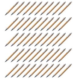 Stylos à bille 50pcslot bambou stylo stylet contact bureau fournitures scolaires cadeaux d'écriture avec encre bleue 231213