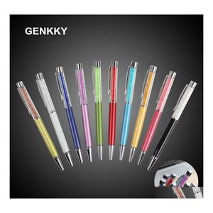 Ballpoint Pens 5 stcs/Lot Genkky promotionele pen diamant kristal metaalgeschenk voor schoolkantoor schrijfpunt 0,7 mm inkt zwart blauw druppel dhcb0