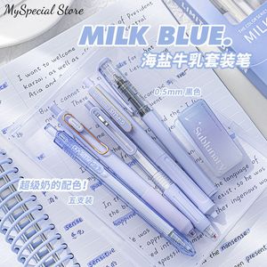 Balpennen 5 pcsset Ins Eenvoud Gel Pen Koreaanse Effen Kleur 05 MM Zwart Leuke Mooie Briefpapier School Student Office levert 230608