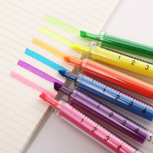 Balpennen 60Pcs Mooie Kawaii Fluorescerende Simulatie Spuit Aquarel Pen Markeerstiften markeerstift Briefpapier Schoolbenodigdheden 230630