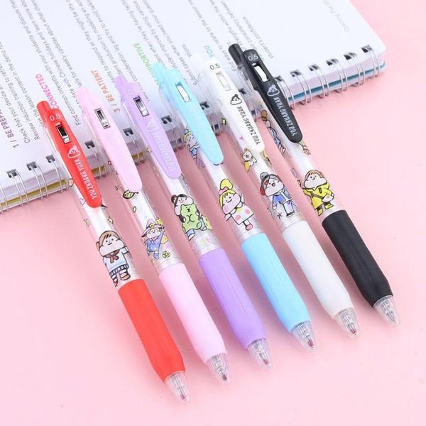 Stylos à bille 6pcs Maruko-chan Press Type Noir Couleur Encre Gel Stylo Graffiti Écriture Enfants Cadeau École Papeterie 2021