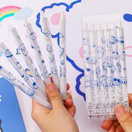 Ballpoint Pennen 6 stks / set Persbal Pen Roller 0.5mm Zwarte Inkt Studenten Gel Papierwaren Kantoorschoolbenodigdheden