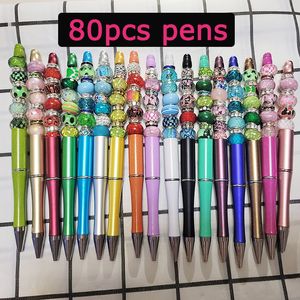 Stylos à bille 80 pcs Perle Stylo À Bille Stylo Perlé DIY Perles Étudiant Papeterie Cadeau Stylo École Fournitures De Bureau Papeterie Stylos Enseignant Cadeau 230630