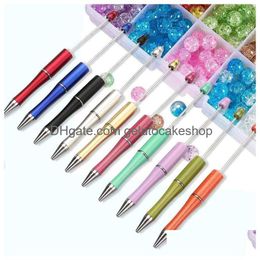 Ballpoint PENS ABS Plastic Beadable Pen Originele Bead Diy Kralen Crystal Craft Writing Tool Drop Delivery Office School Business Ind Dhraq