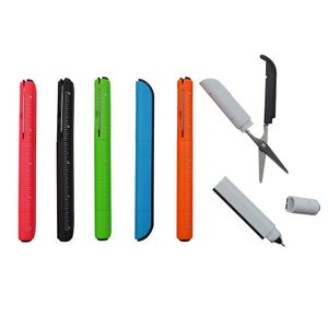 Stylos à bille Stylos à bille Style Ciseaux pliants Sécurité des étudiants Fournitures de coupe de bureau École Outils de coupe à la main Livraison directe 2022 Dhotj