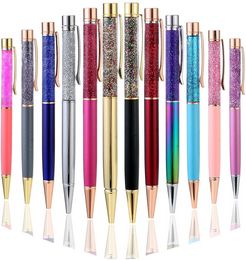 Ballpoint Pens Bling Dynamic Crystal Liquid Ballpens Black Ink voor kantoorbenodigdheden Balpen Student Gunsten WJ103