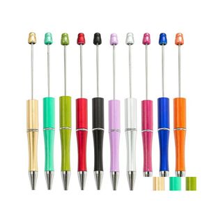 Stylos à bille Creative Add A Bead Diy Pen Original Perlé Personnalisable Lampe Travail Artisanat Outil D'écriture Drop Delivery Office School Bus Otdbu