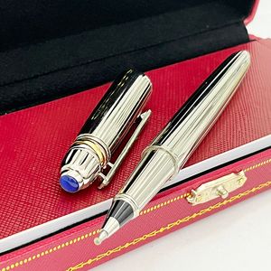 Ballpoint PENS CT Classic Metal Signature Pen Silver met blauwe boorbalpennen Comfortabel Writing Stationery 230412