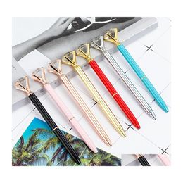 Kugelschreiber anpassbare Kawaii Colorf Big Diamond Pen Bling Little Crystal Metall Kugelschreiber Home Office School Student Writing S Otqta