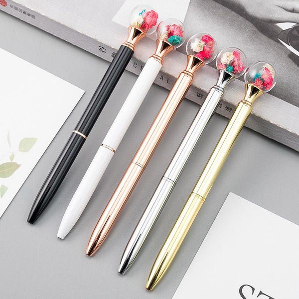 Bolígrafos Moda Hermosa Flor Bolígrafo de metal para dama Chica Regalo Escritura de negocios Suministros de oficina 1