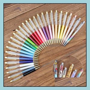 Ballpoint pennen zwevende glitter diy pen Japan briefpapier kerstcadeaus Kinderen gedroogde bloem kleine shell wellak crystal dhs drop delive otztl