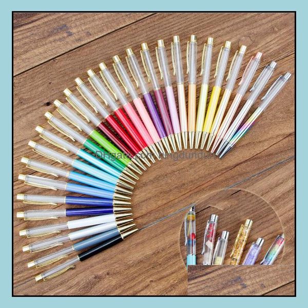 Stylos à bille Flottant Glitter Diy Pen Japon Papeterie Cadeaux De Noël Enfants Fleur Séchée Petite Coquillage Buccin Cristal Dhs Drop Delive Otztl