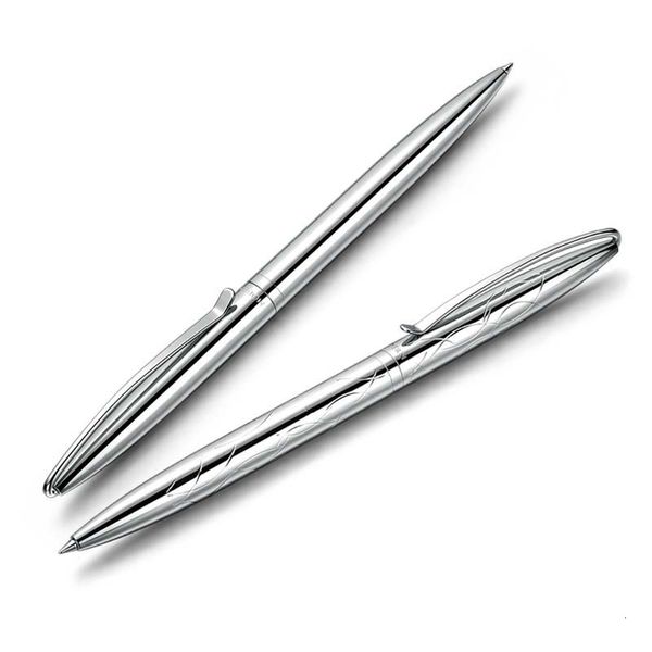 Stylos à bille de haute qualité 01 en acier inoxydable motif Spin papeterie fournitures de bureau cadeau stylo à encre 230707