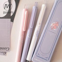 Stylos à bille JIANWU 3 PcsSet Mignon Stylo Gel Fleur De Cerisier 05mm Noir Rose Presse À Encre Étudiant Examen Écriture Fournitures Papeterie 230608