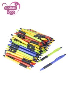 Stylos à bille Lot 100 pièces stylos à bille en plastique rétractables stylo à bille personnalisé ajouter un stylo cadeau cadeau promotionnel personnalisé Freebie 231201