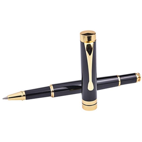 Stylos à bille de luxe en métal noir 0.5mm stylo à bille roulante pour l'école papeterie cadeau affaires fournitures d'écriture de haute qualité