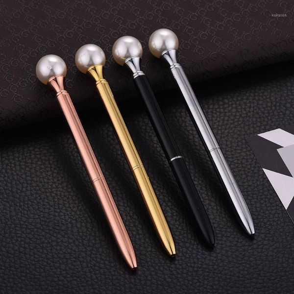 Stylos à bille De Luxe Perle Stylo En Métal Pour L'école Creative Écriture Outils Bureau Balle Fournitures Kawaii Cadeaux Coréen Papeterie