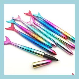 Stylos à bille Sirène Stylo Cadeau Papeterie Poisson École Créative Bureau Affaires Fournitures D'écriture Étudiants Prix Noir Bleu Encre 1Mm D Dhtw3