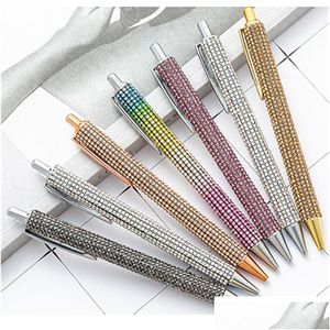 Stylos à bille Strass Bling Métal Encre Noire Pointe Moyenne 1Mm Cadeau Stylo Pour Noël Anniversaire Kdjk2112 Drop Delivery Office School Dh06Q